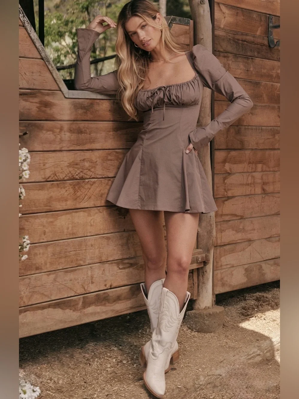 🇺🇸FIRM PRICE🇺🇸 House of CB CARLINA Mocha Long Sleeve Mini Dress - Picture 8 of 16